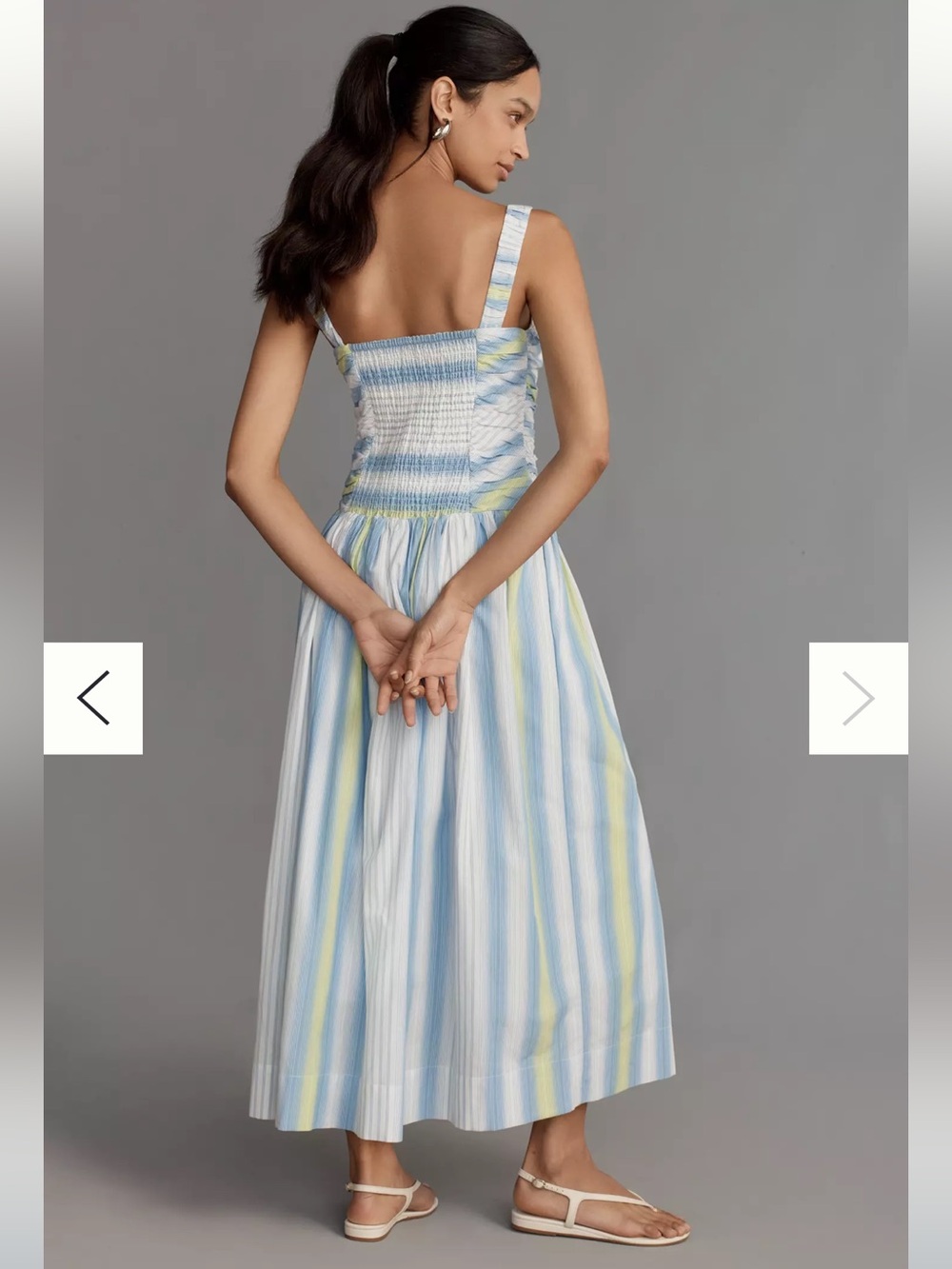 Anthropologie Square-Neck Drop-Waist Maxi Dress